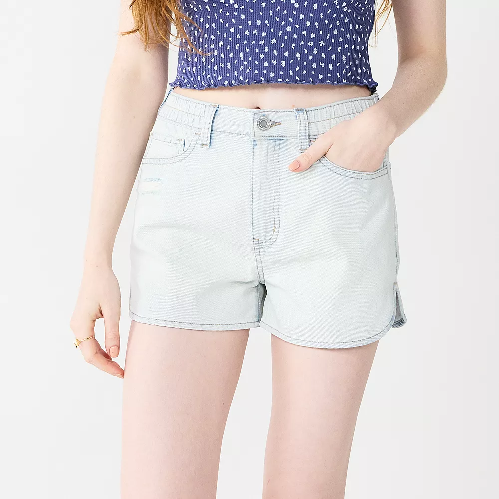 Juniors' SO® Elastic Waist Denim Shorts - Image 3
