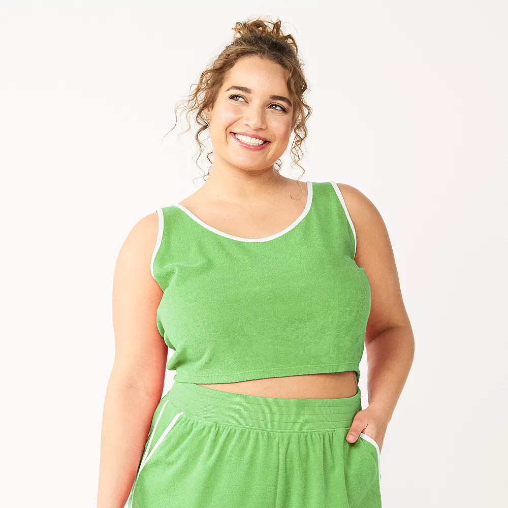 Juniors' Plus Size SO® Cropped Towel Terry Scoop Neck Tank Top - Image 4