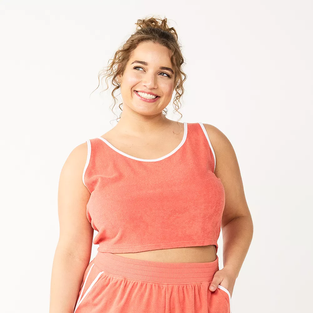 Juniors' Plus Size SO® Cropped Towel Terry Scoop Neck Tank Top - Image 5