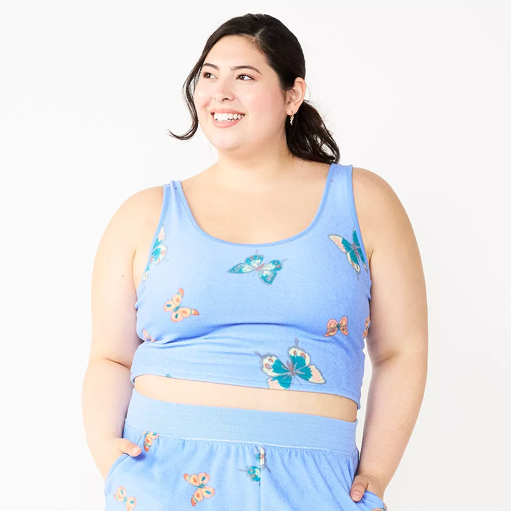 Juniors' Plus Size SO® Cropped Towel Terry Scoop Neck Tank Top - Image 2