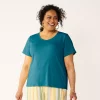 Plus Size Croft & Barrow® Essential Print V-Neck Tee