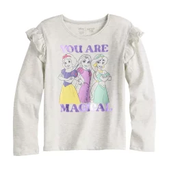 Girls 4-12 Disney Princesses "You Are Magical" Ruffle Shoulder Long Sleeve Graphic Tee by Jumping Beans®