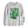 Boys 8-20 Minecraft Creepers Video Game Long Sleeve Graphic Tee
