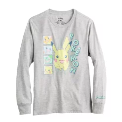 Boys 8-20 Pokemon Pikachu, Bulbasaur, Charmander & Squirtle Long Sleeve Graphic Tee