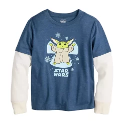 Boys 4-12 Jumping Beans® The Mandalorian Grogu aka Baby Yoda Snow Angel Thermal Sleeve Skater Tee
