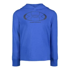 Boys 4-7 Under Armour Long Sleeve Locker Tag Blue Hooded Logo Graphic Tee