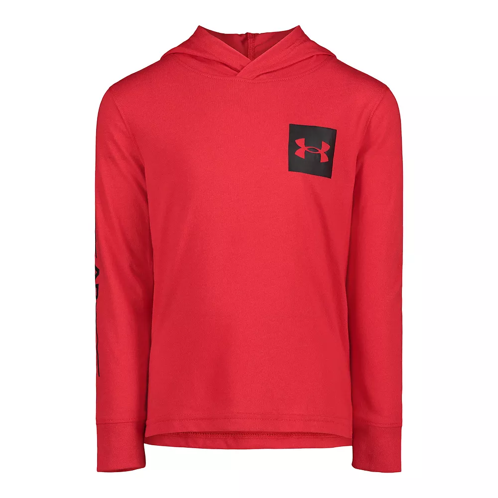 Boys 4-7 Under Armour Streetwear Logo Red Long Sleeve Hooded Tee