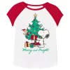 Toddler Girl Jumping Beans® Peanuts "Merry & Bright" Short Raglan Sleeve Graphic Tee