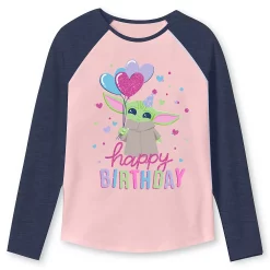 Girls 4-12 Jumping Beans® The Mandalorian Grogu aka Baby Yoda Birthday Raglan Sleeve Graphic Tee